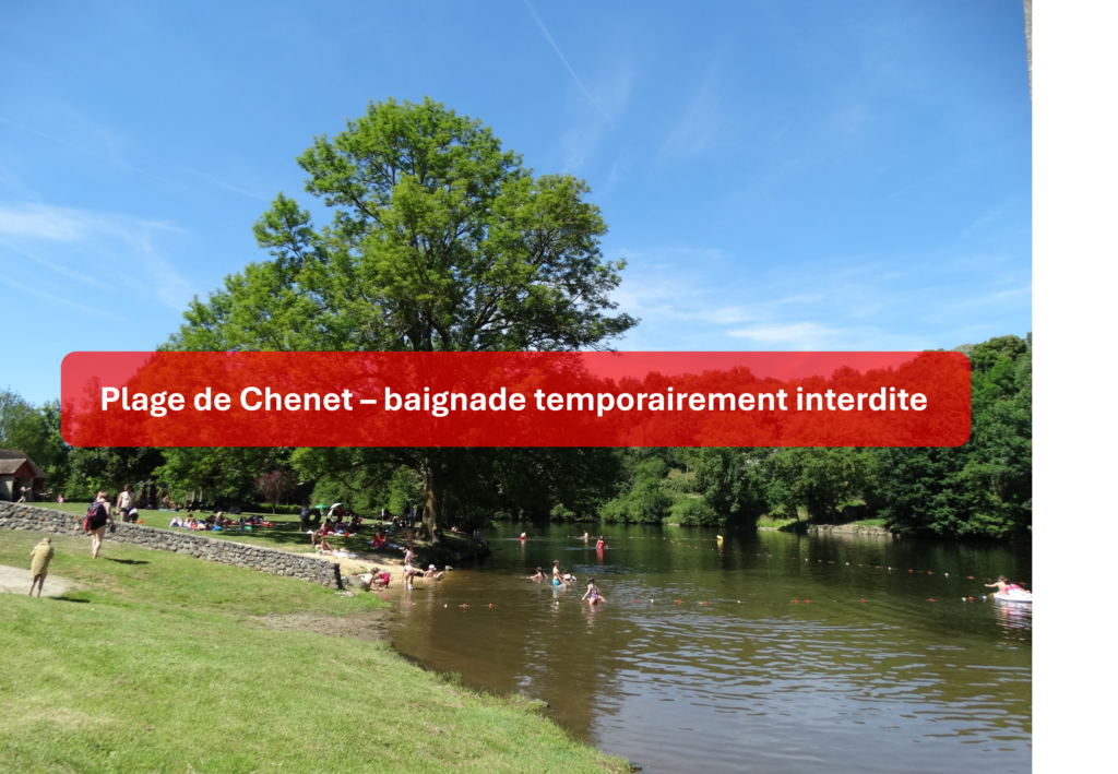 ⚠️ BAIGNADE TEMPORAIREMENT INTERDITE À CHENET